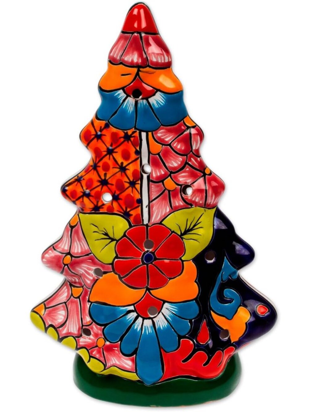 Handmade Multicolor Ceramic Lantern - Talavera Holiday Decor & Ornaments